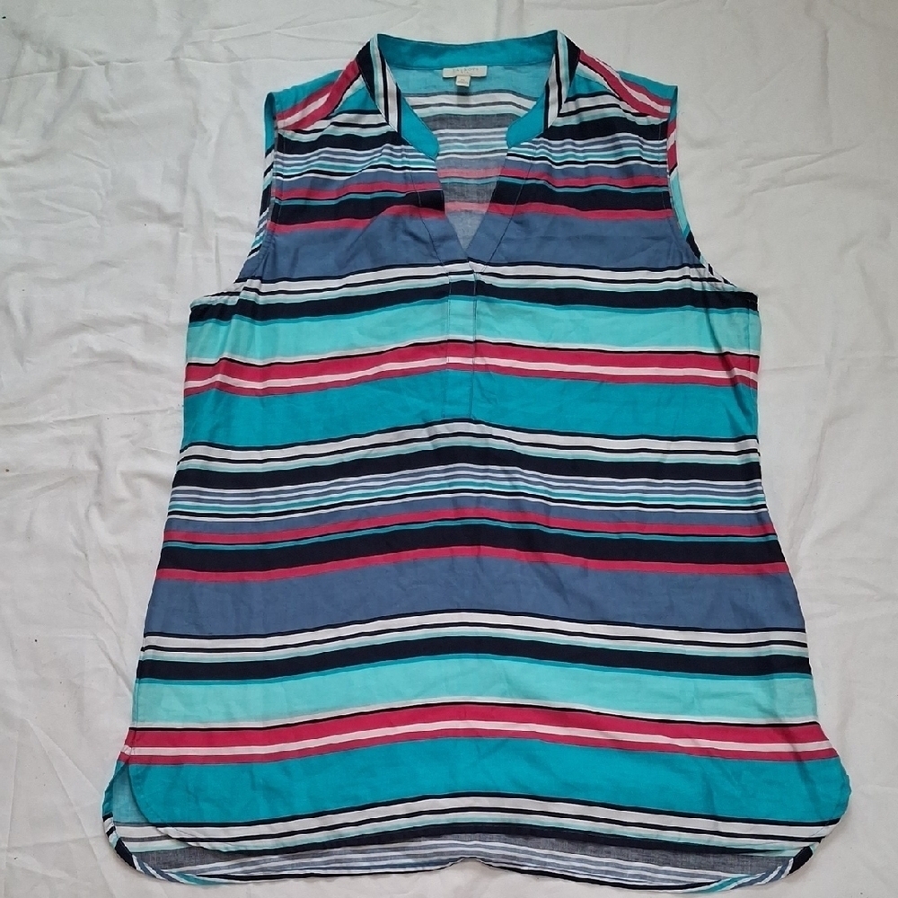 Talbots Blue Sleeveless Polo Blouse